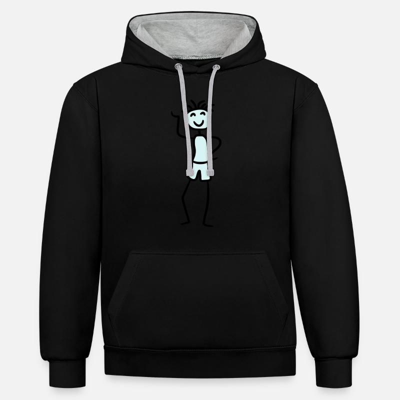 Heureux garçon cool - Sweat à capuche contrasté - noir/gris chiné