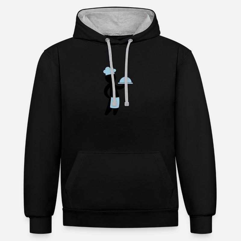 Un chef cuisinier sert invités - Sweat à capuche contrasté - noir/gris chiné