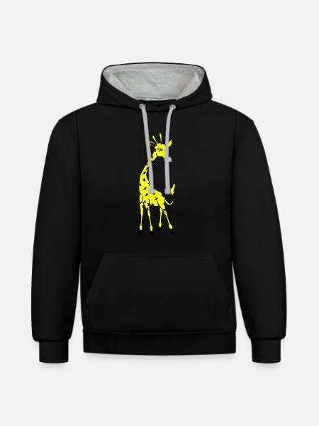 Giraffe 02 - Contrast hoodie - black/heather grey