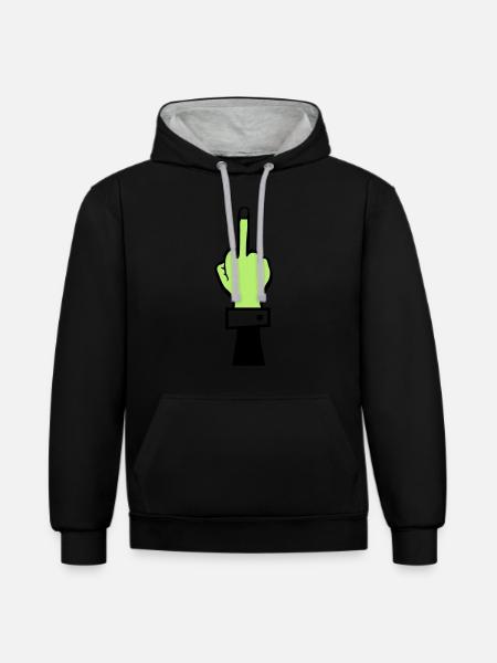 Zombie Hand Middle Finger - Contrast hoodie - black/heather grey
