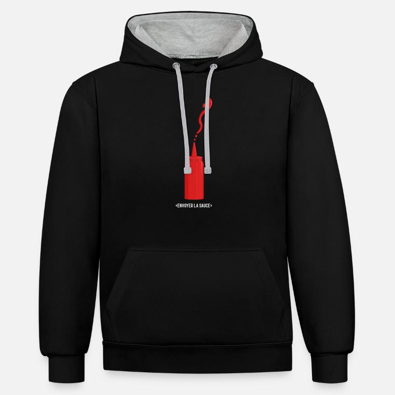 envoyer la sauce ketchup - Sweat à capuche contrasté - noir/gris chiné