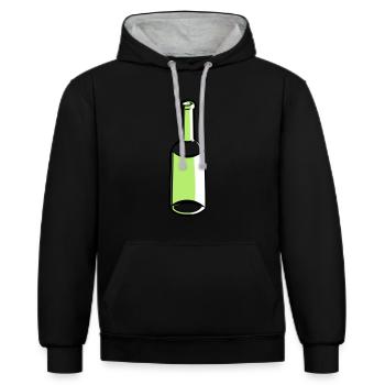 Bottle empty - Contrast hoodie - black/heather grey - Front - Anna (173cm) & Nico (186cm)