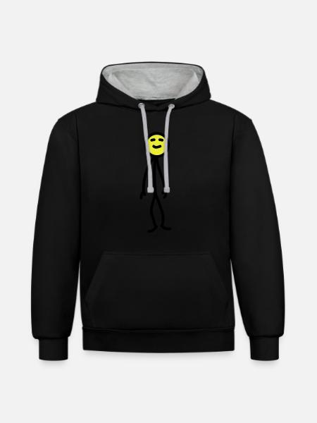 happy_man - Sweat à capuche contrasté - noir/gris chiné