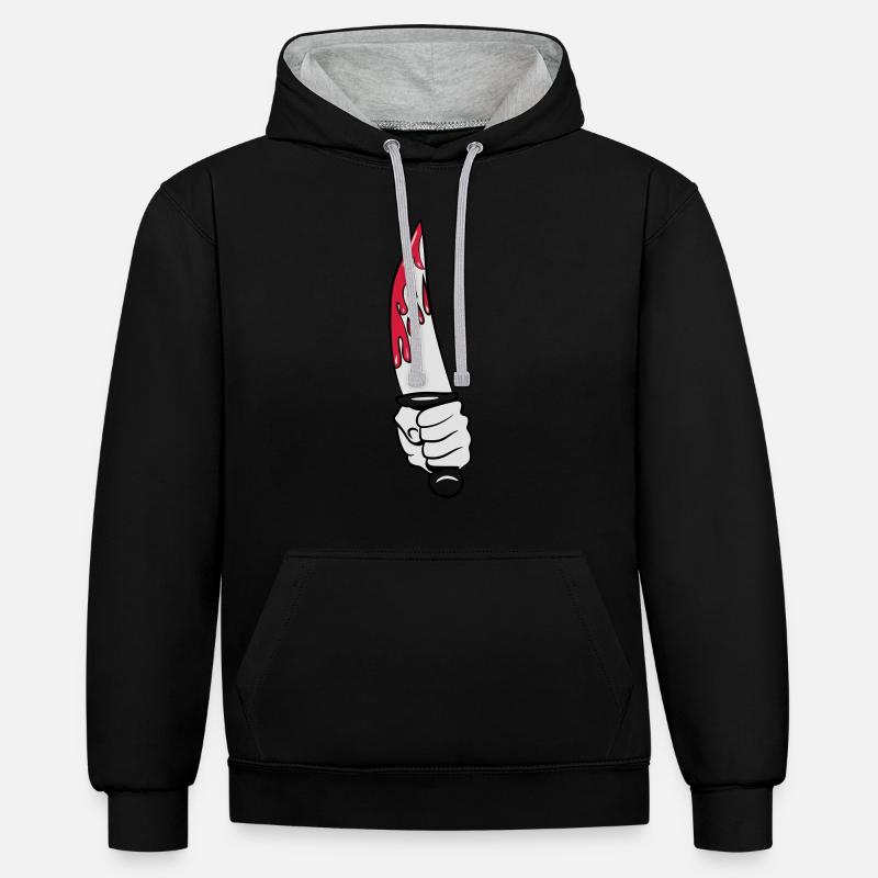 Couteau d'horreur fraîche - Sweat à capuche contrasté - noir/gris chiné
