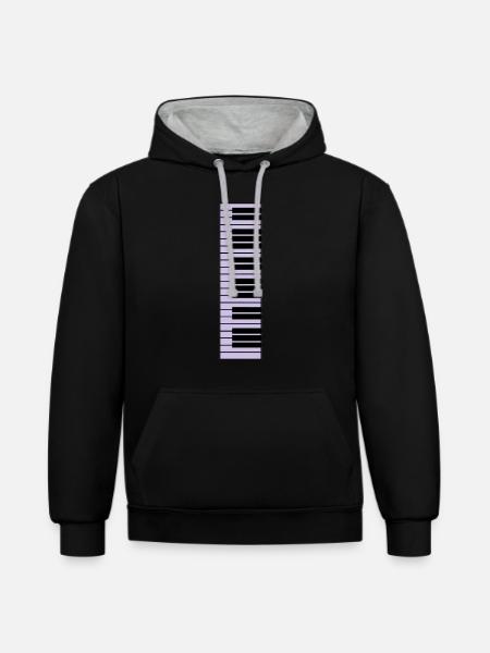 piano, piano keyboard - Contrast hoodie - black/heather grey