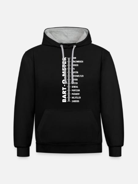 Bart-O-Meter - Kontrast-Hoodie - Schwarz/Grau meliert