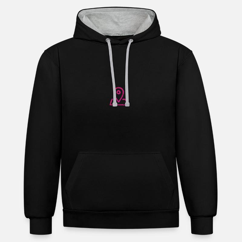 Té à pointe de goupille - Sweat à capuche contrasté - noir/gris chiné