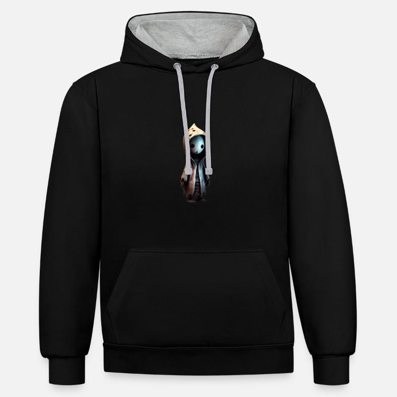 Monstre mignon - Sweat à capuche contrasté - noir/gris chiné