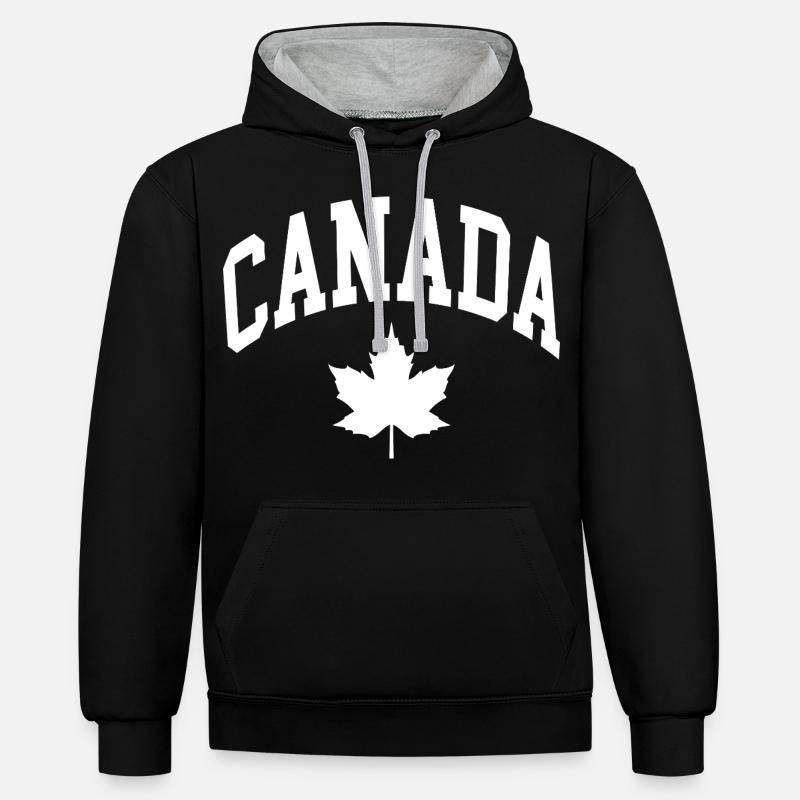 Drapeau du Canada - Sweat à capuche contrasté - noir/gris chiné