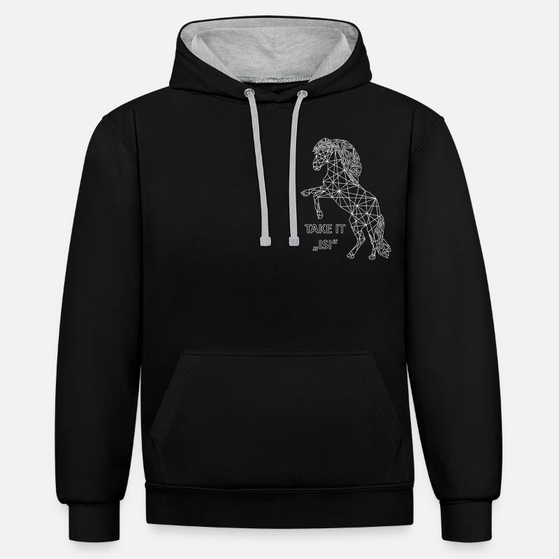 Take IT ISI - blanc - Sweat à capuche contrasté - noir/gris chiné