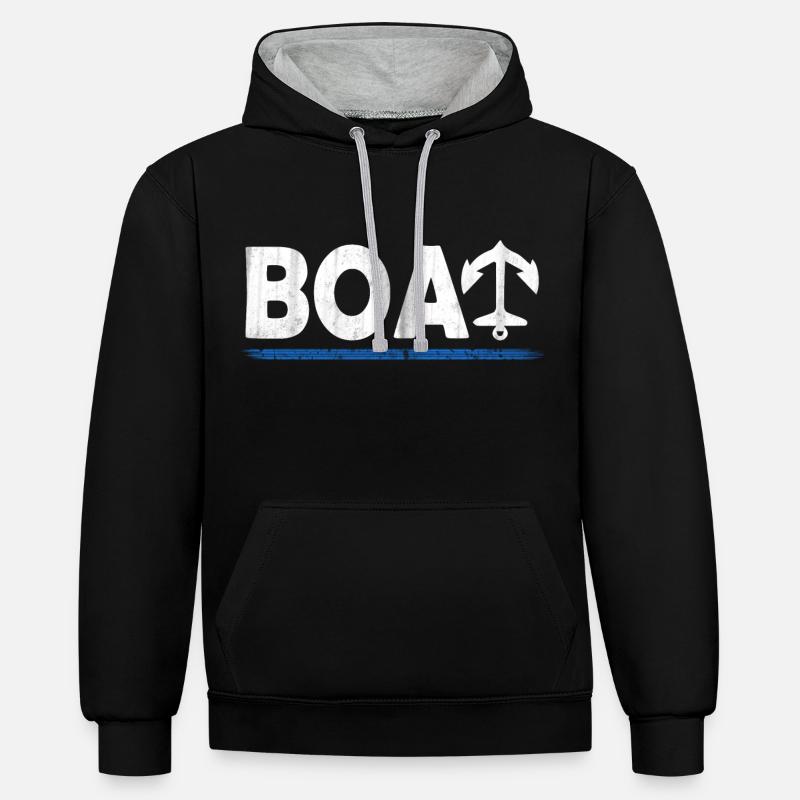 BATEAU DE BATEAU - Sweat à capuche contrasté - noir/gris chiné