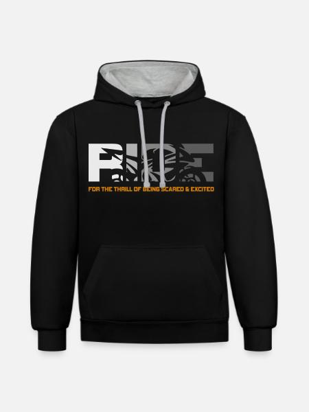 Motorrad RIDE GP Racer Biker Motorradfahrer - Kontrast-Hoodie - Schwarz/Grau meliert