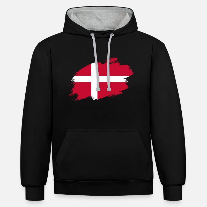 Danemark drapeau danois Drapeau - Sweat à capuche contrasté - noir/gris chiné