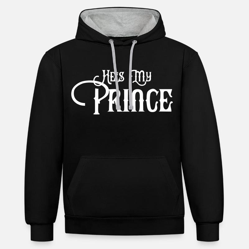 He's my Prince Partnerlook - Sweat à capuche contrasté - noir/gris chiné