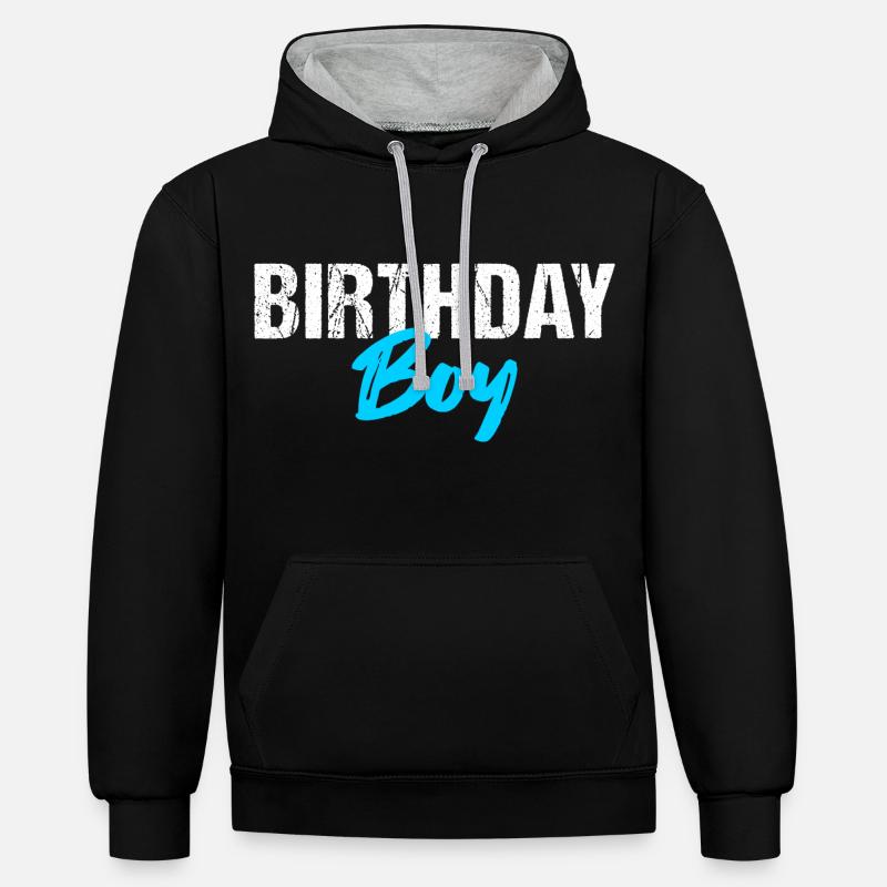 Garçon d’anniversaire - Sweat à capuche contrasté - noir/gris chiné