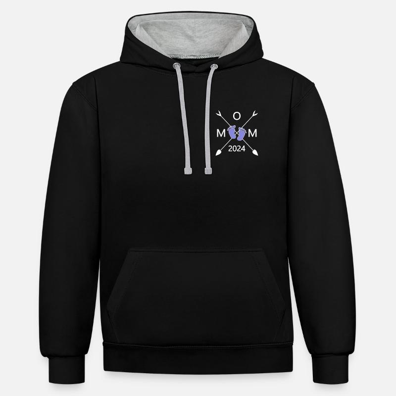 Maman 2024 - Sweat à capuche contrasté - noir/gris chiné