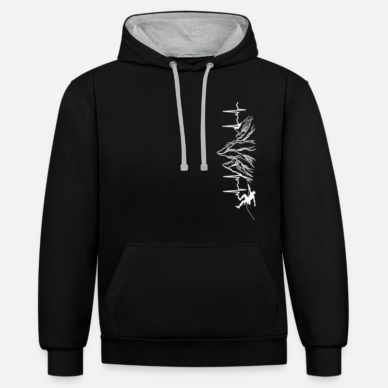 Escalade de bloc - Sweat à capuche contrasté - noir/gris chiné