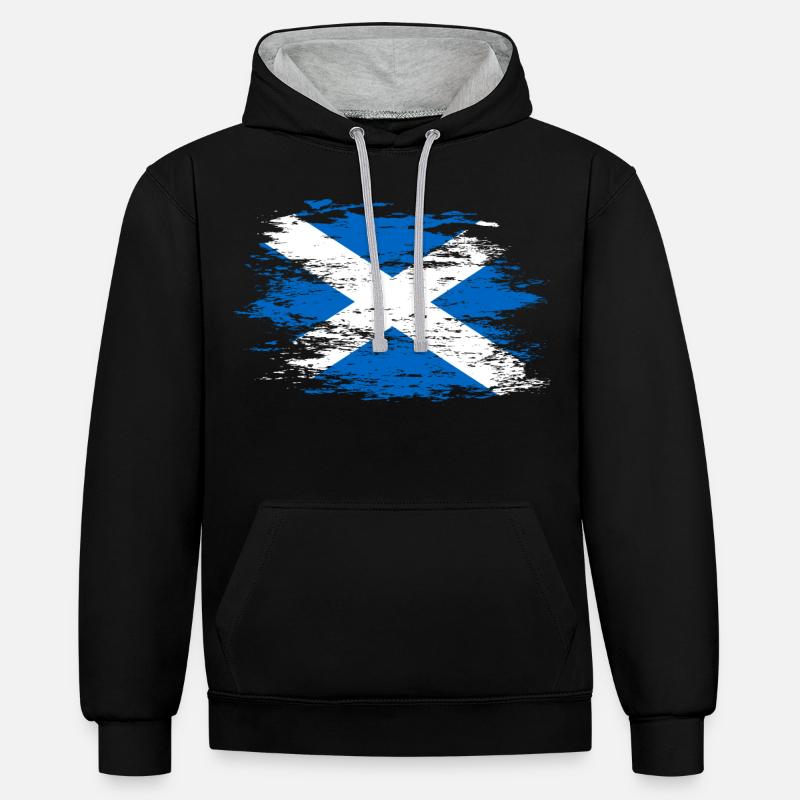 Drapeau de l’Écosse utilisé - Sweat à capuche contrasté - noir/gris chiné
