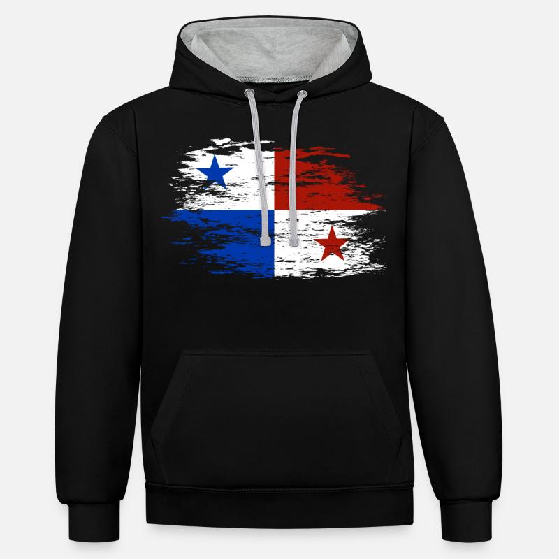 Drapeau du Panama utilisé - Sweat à capuche contrasté - noir/gris chiné