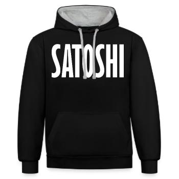 Satosh - Kontrast-Hoodie - Schwarz/Grau meliert - Vorne - Anna (173cm) & Nico (186cm)