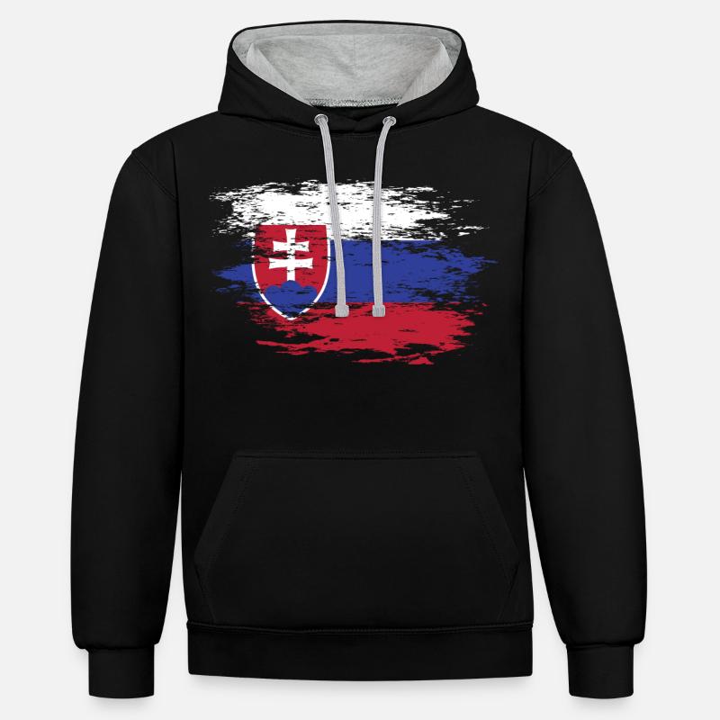 Drapeau de la Slovaquie utilisé - Sweat à capuche contrasté - noir/gris chiné