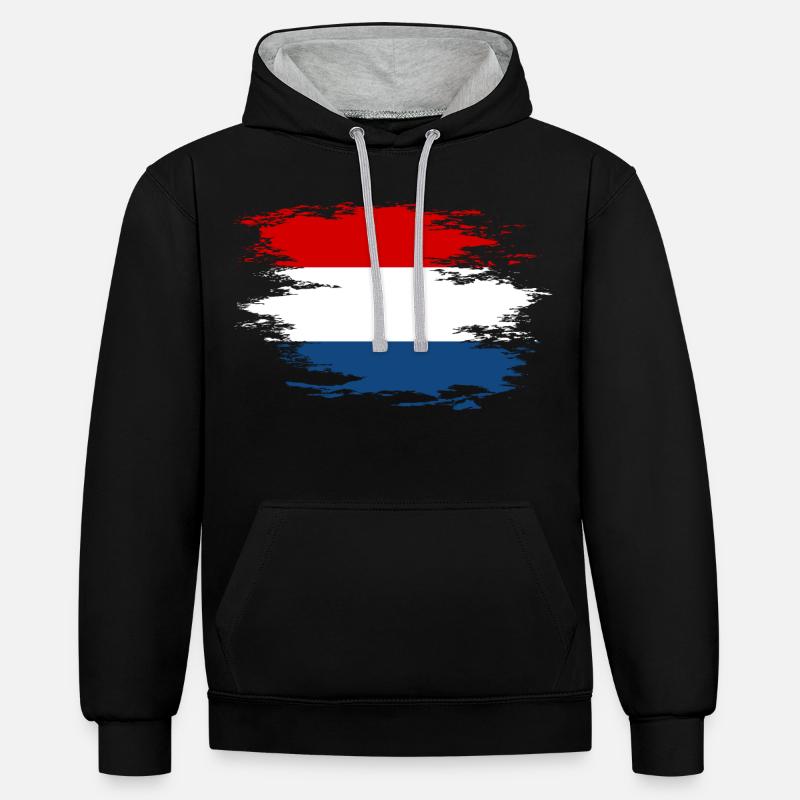 Drapeau hollandais utilisé design - Sweat à capuche contrasté - noir/gris chiné