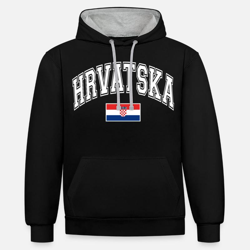 Drapeau de la Croatie - Sweat à capuche contrasté - noir/gris chiné