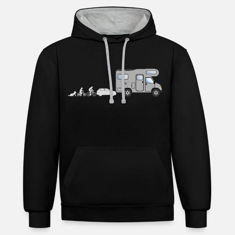 Camping-car Evolution - Sweat à capuche contrasté - noir/gris chiné