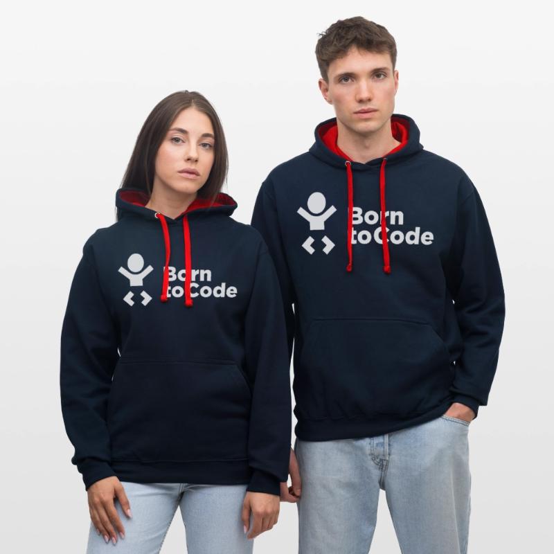Né pour coder Sweat à capuche contrasté