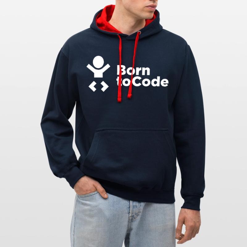 Né pour coder Sweat à capuche contrasté