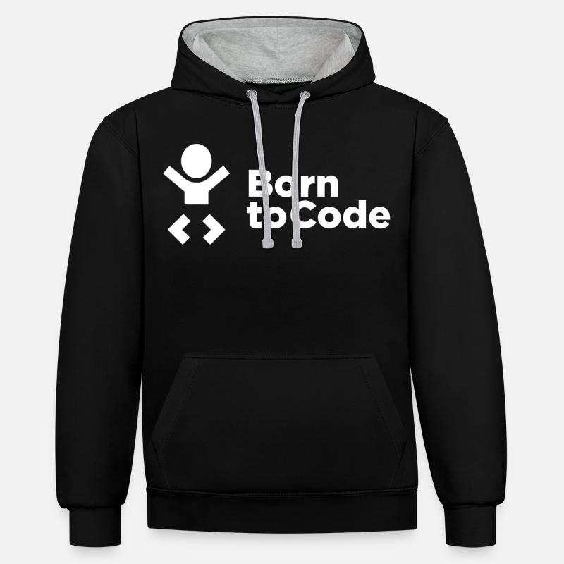 Né pour coder - Sweat à capuche contrasté - noir/gris chiné