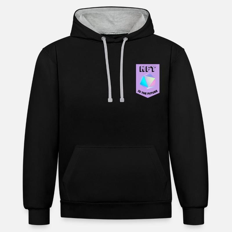 NFT IS THE FUTURE - Sweat à capuche contrasté - noir/gris chiné