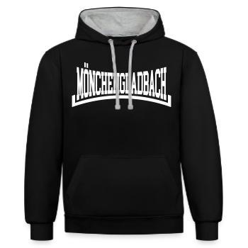 Mönchengladbach - Kontrast-Hoodie - Schwarz/Grau meliert - Vorne - Anna (173cm) & Nico (186cm)