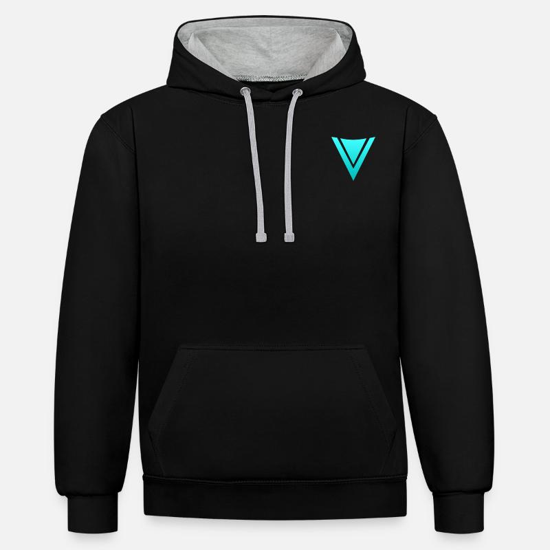 FronzeDE Basic Turquoise - Contrast hoodie - black/heather grey
