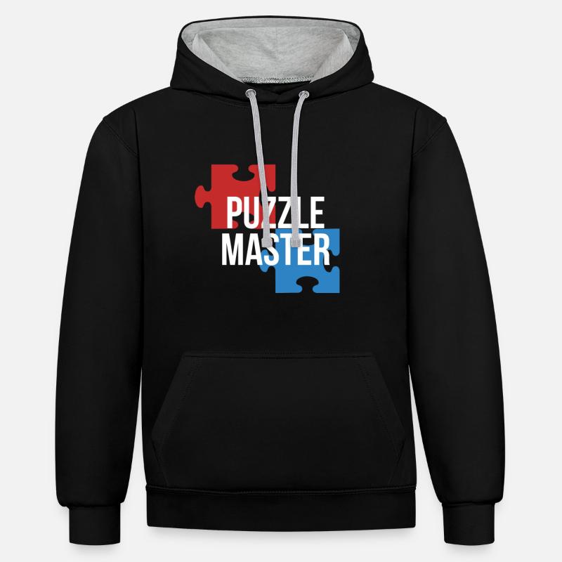 Puzzle master hobby gift idea - Sweat à capuche contrasté - noir/gris chiné