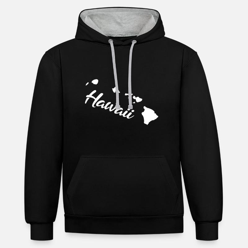 Hawaï - Sweat à capuche contrasté - noir/gris chiné