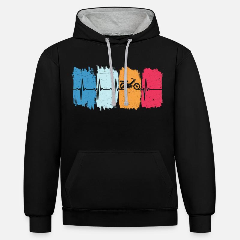 Cyclomoteur rétro heartbeat cyclomoteur - Sweat à capuche contrasté - noir/gris chiné