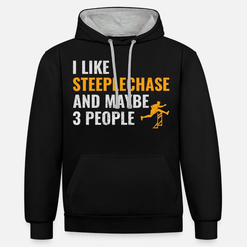 Steeplechase Race Steeplechaser Athlétisme - Sweat à capuche contrasté - noir/gris chiné