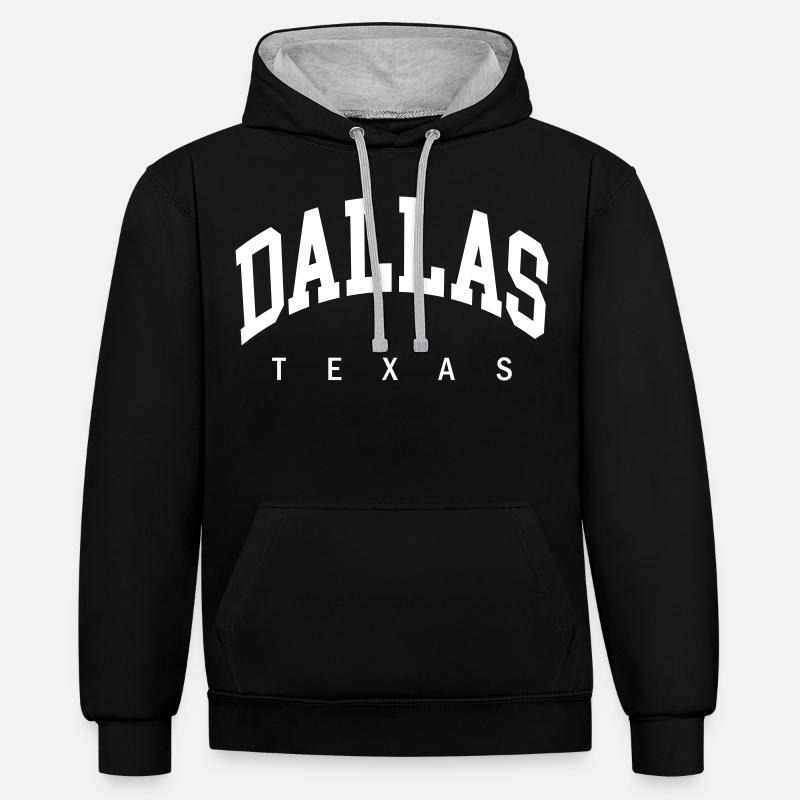 Dallas - Sweat à capuche contrasté - noir/gris chiné