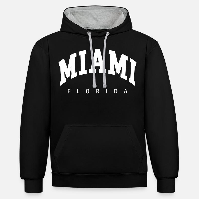 Miami - Sweat à capuche contrasté - noir/gris chiné