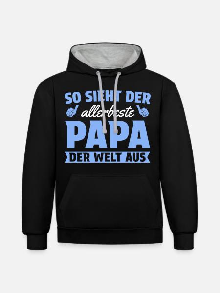 Vatertag Bester Papa der Welt - Kontrast-Hoodie - Schwarz/Grau meliert