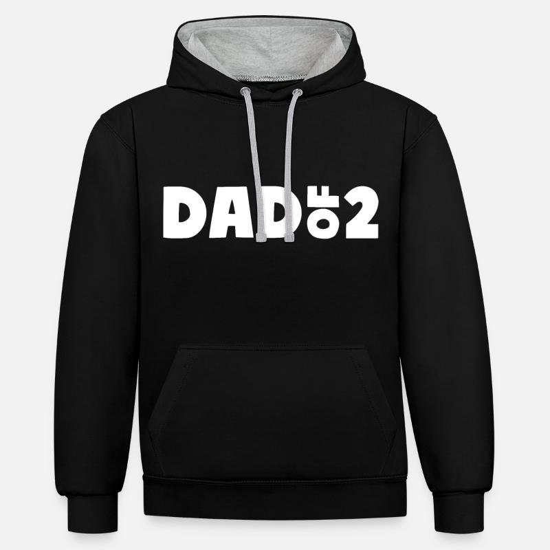 Papa de 2 enfants - Sweat à capuche contrasté - noir/gris chiné
