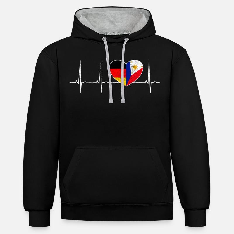 Philippines - Sweat à capuche contrasté - noir/gris chiné