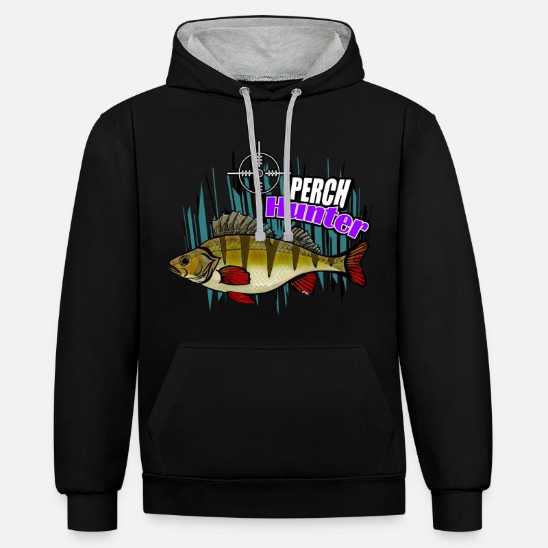Chasseur de perches - Sweat à capuche contrasté - noir/gris chiné