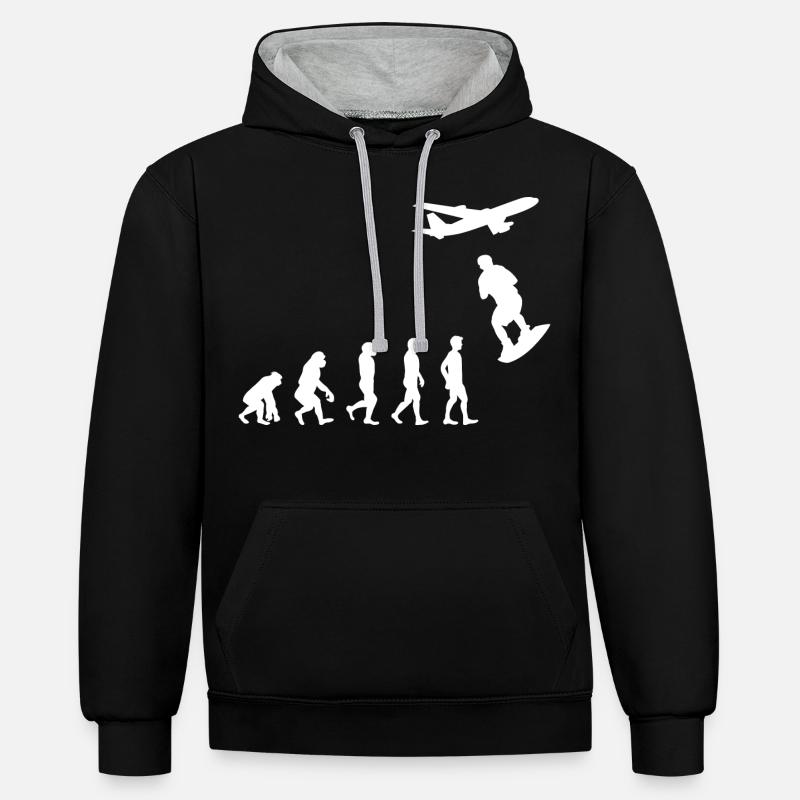 Skysurfing Skydiving Skydiver Evolution - Contrast hoodie - black/heather grey