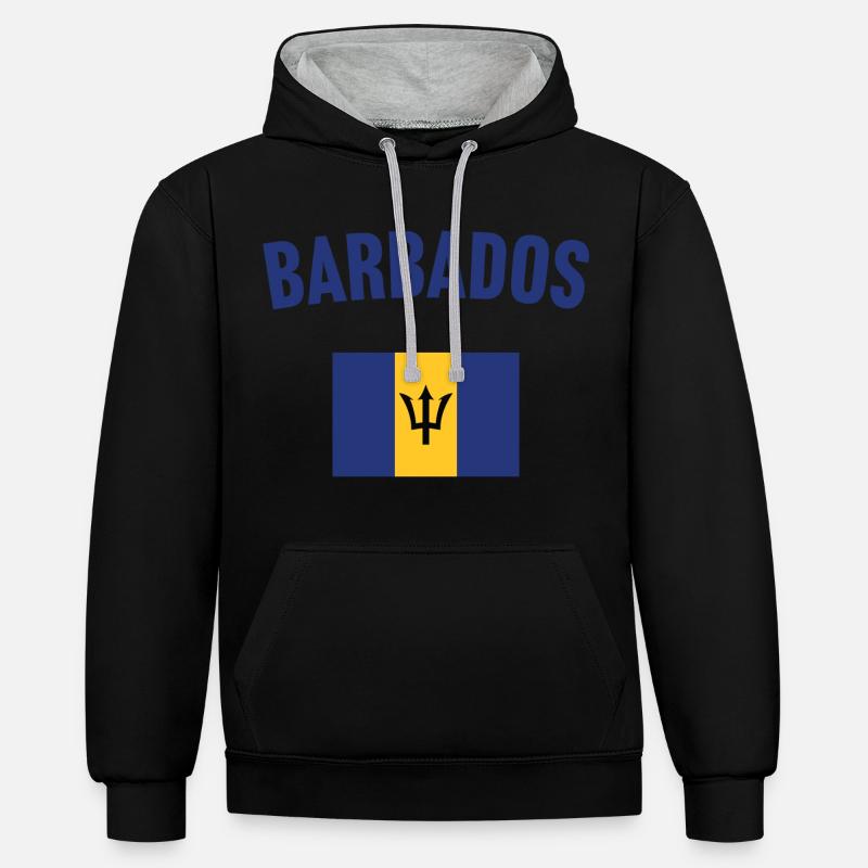 Drapeau de la Barbade - Sweat à capuche contrasté - noir/gris chiné