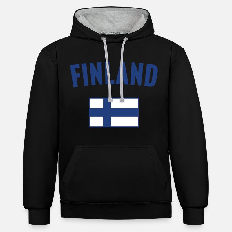 Drapeau de la Finlande - Sweat à capuche contrasté - noir/gris chiné