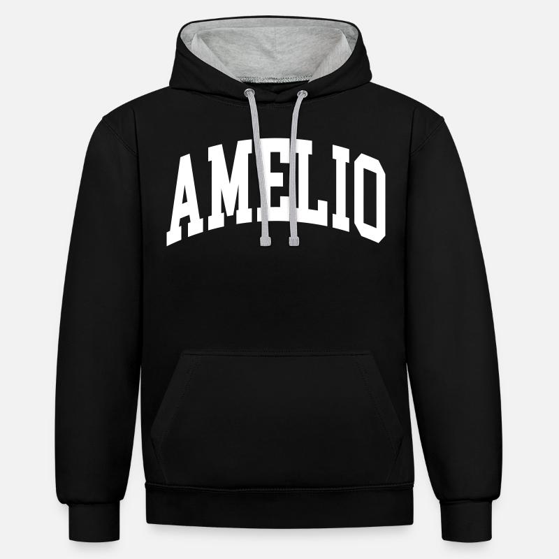 Amelio - Sweat à capuche contrasté - noir/gris chiné