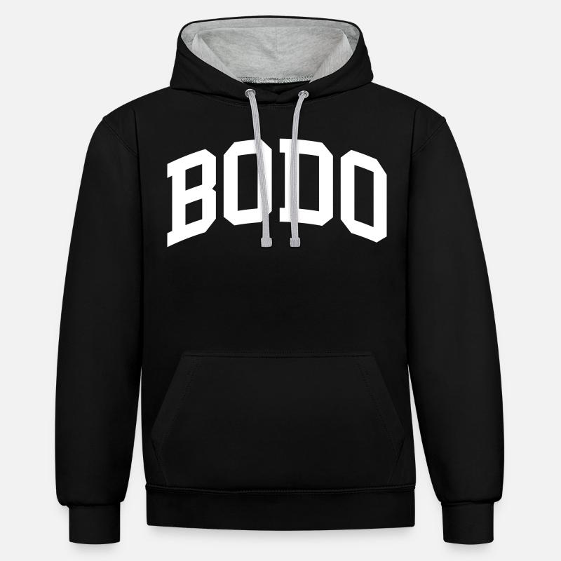 Bodo - Sweat à capuche contrasté - noir/gris chiné