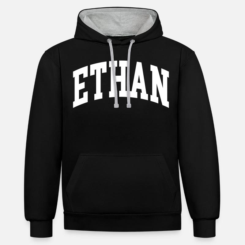 Éthane - Sweat à capuche contrasté - noir/gris chiné
